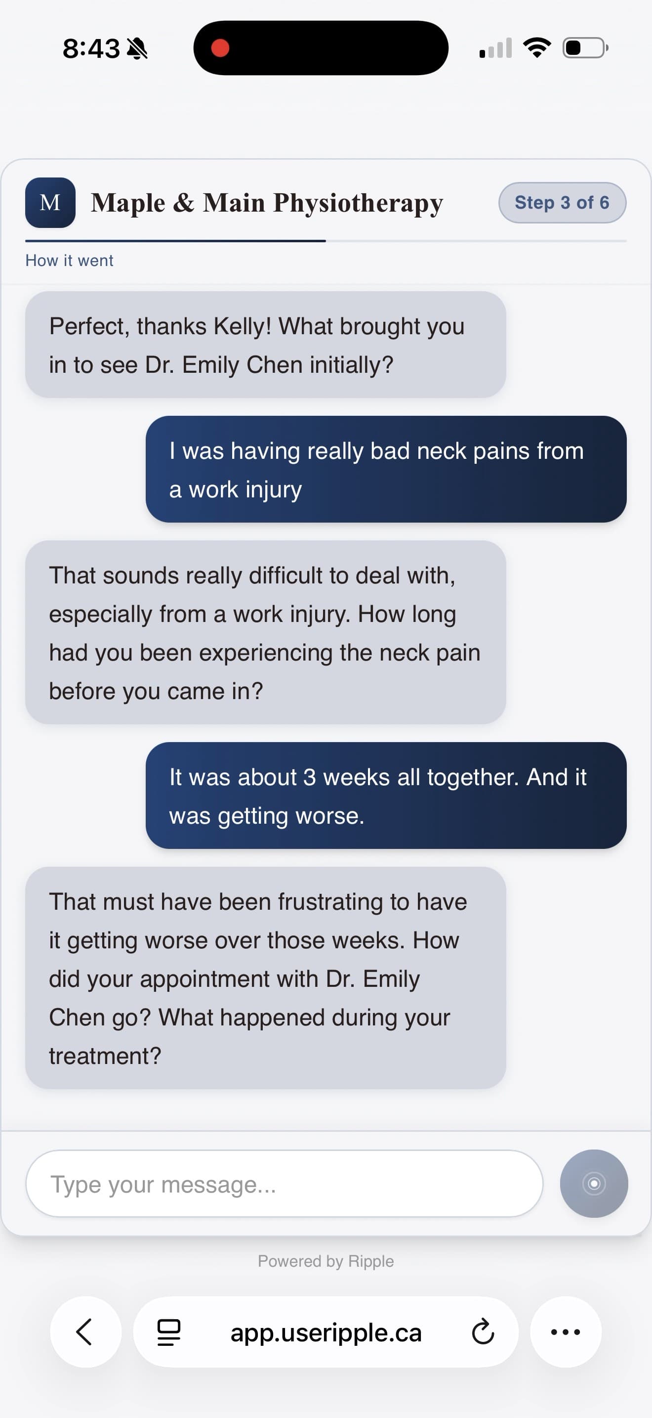 Chat conversation in progress