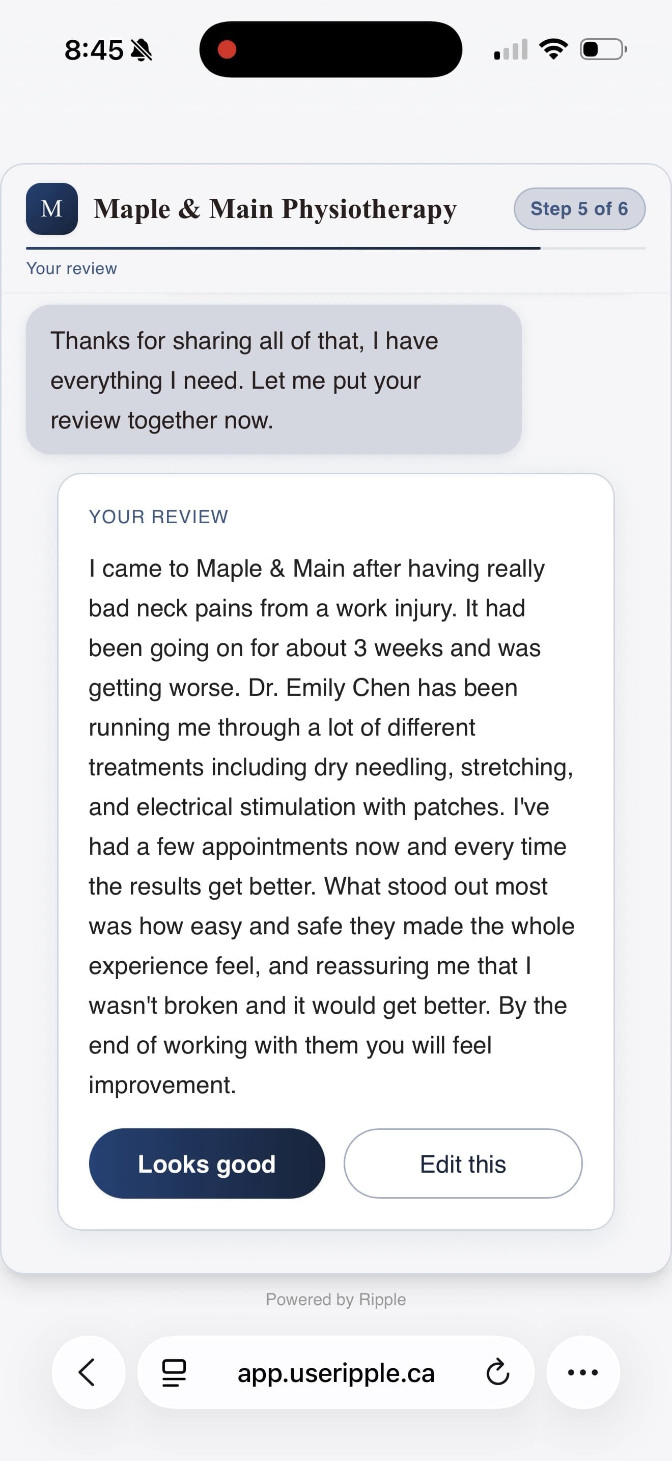 Review draft with approval buttons